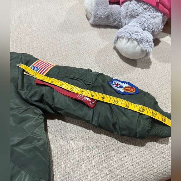 Top Gun Green Jacket Coat Da Fei Li Full-zip MA-1 Bomber Flyer's Kid's Youth 6 - Picture 9 of 12